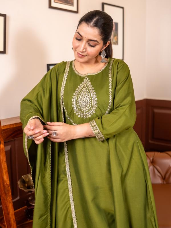 VP 9723 M Anarkali Kurta and Pant Dupatta Set